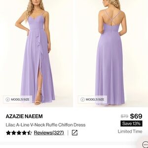 Azazie Naeem Lilac Bridesmaid Dress with Ruffle Detail